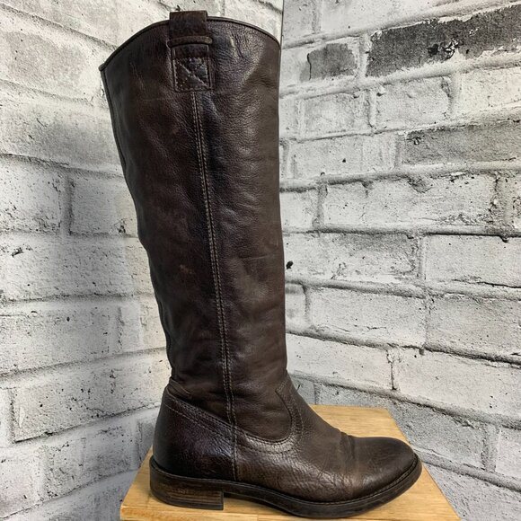 Mjus Riding Boots EU 37 US 6.5 Brown Leather Tall Knee High Low Block Heel Boho - Picture 4 of 16